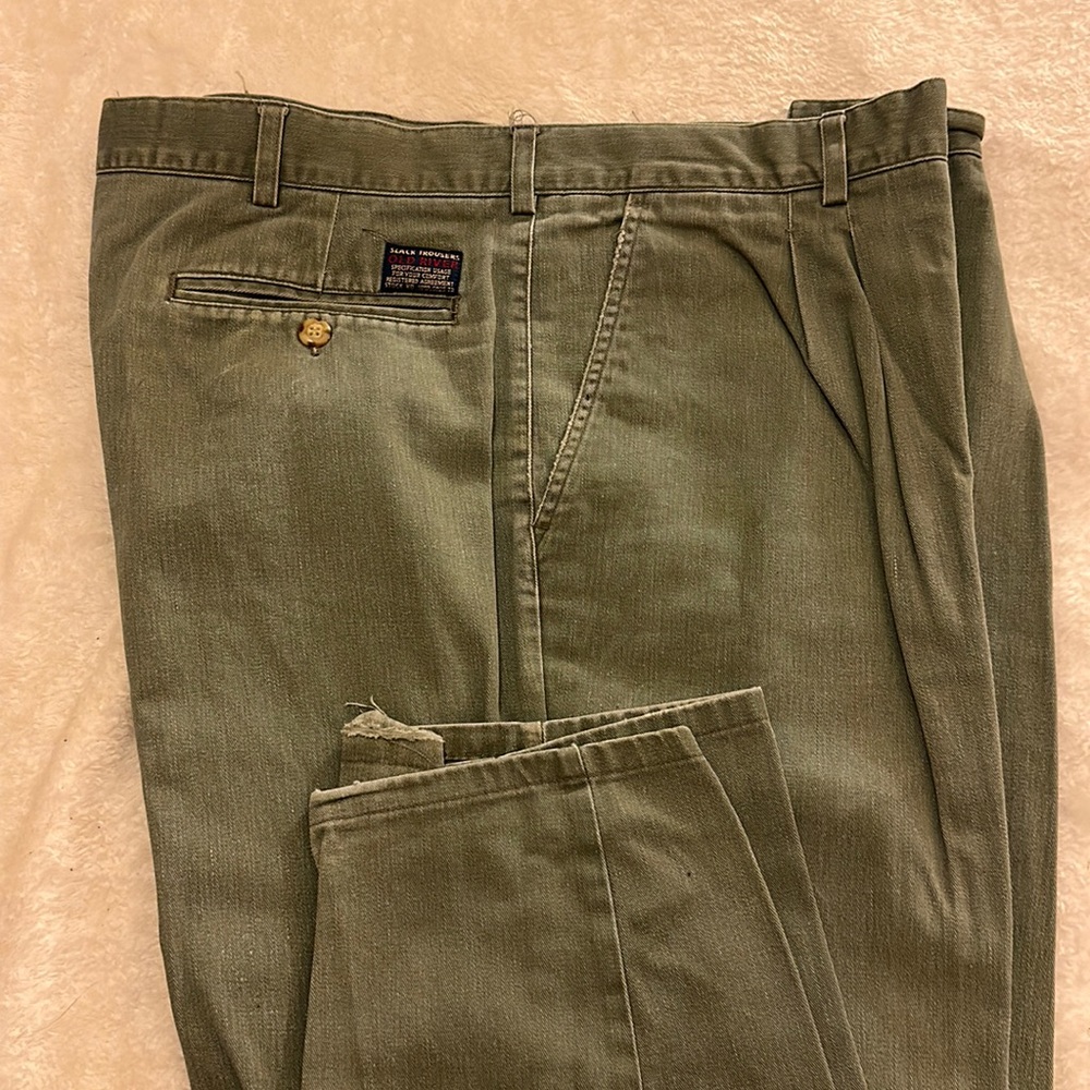 Nice Green Slacks, in good condition. Very comfortable. Missing one button